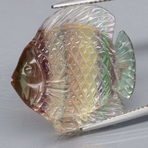 Glowing! 26.78ct multi-hue Fluorite carving