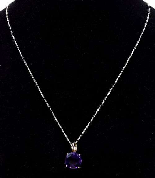 Eye Catching Approx. 4.09CTW Amethyst Pendant Necklace in 14K White Gold