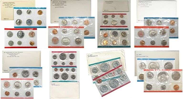 A Large Lot Of 19 U.S. Mint Sets/Dates From 1968 To 1989!