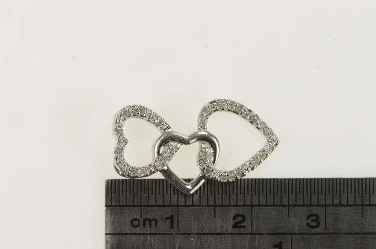 10K White Gold Diamond Heart Layered Love Symbol Pendant