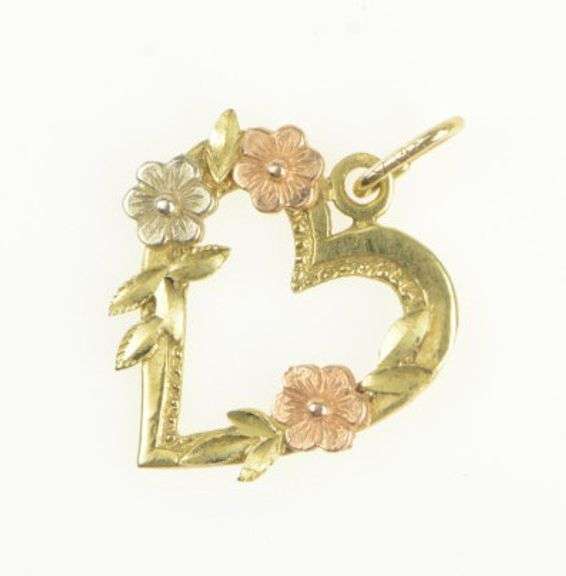 14K Yellow Gold Two Tone Rose Flower Black Hills Gold Charm/Pendant