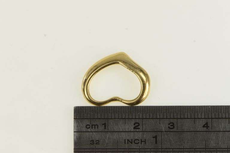 14K Yellow Gold Curvy Heart Love Symbol Vintage Slide Pendant