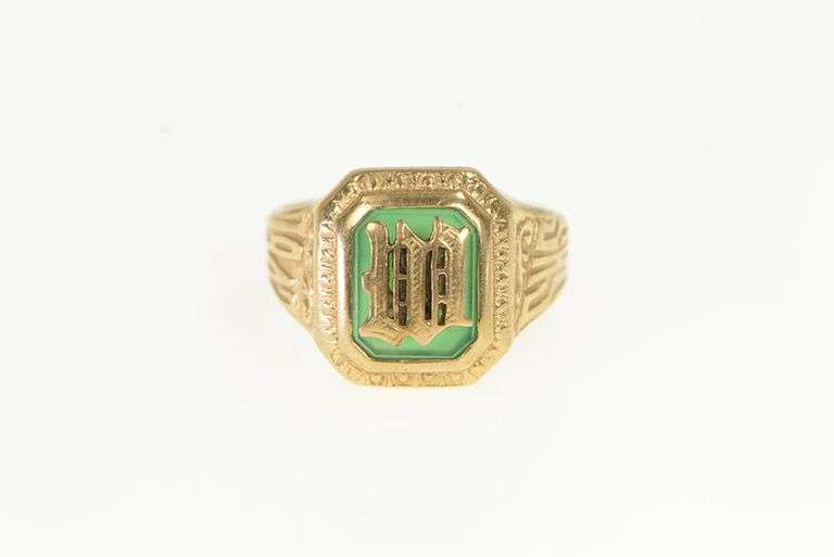 10K Yellow Gold Vintage W Initial 1942 SHS WW2 Era Class Ring