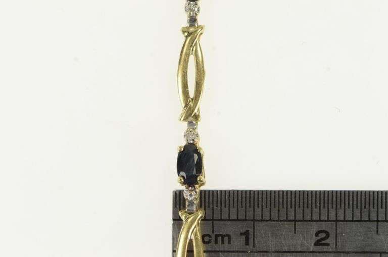 10K Yellow Gold Oval Sapphire Diamond Accent Vintage Bracelet
