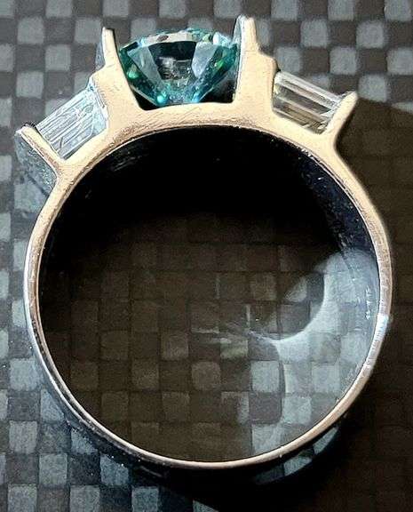 2.5 Ct Paraiba Green Fire Moissanite Ring