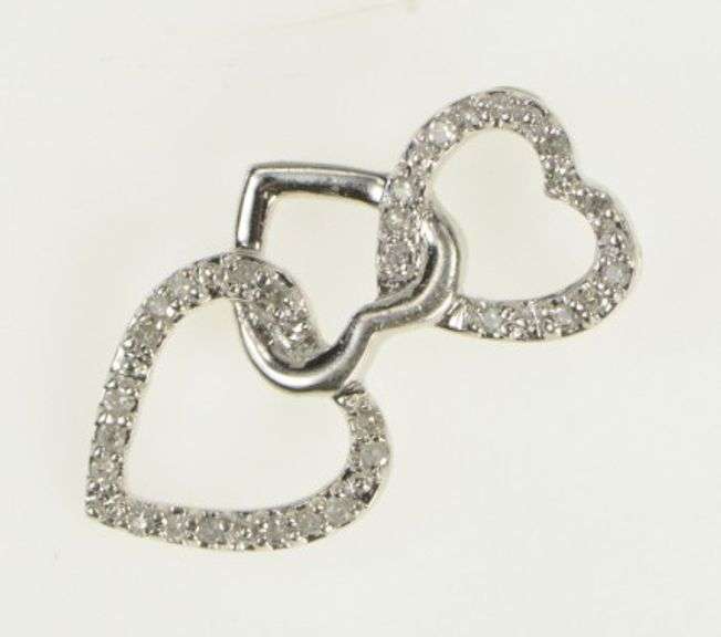 10K White Gold Diamond Heart Layered Love Symbol Pendant