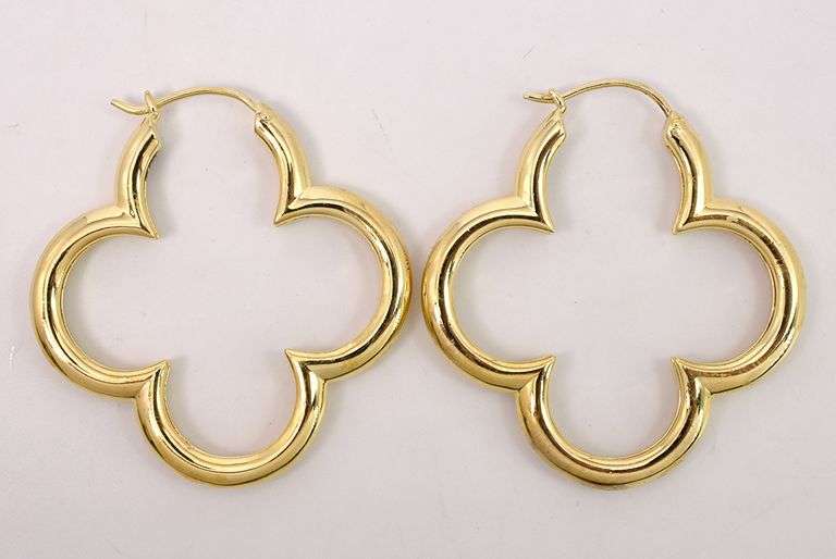 Vermeil Clover Hoop Earrings in Sterling Silver