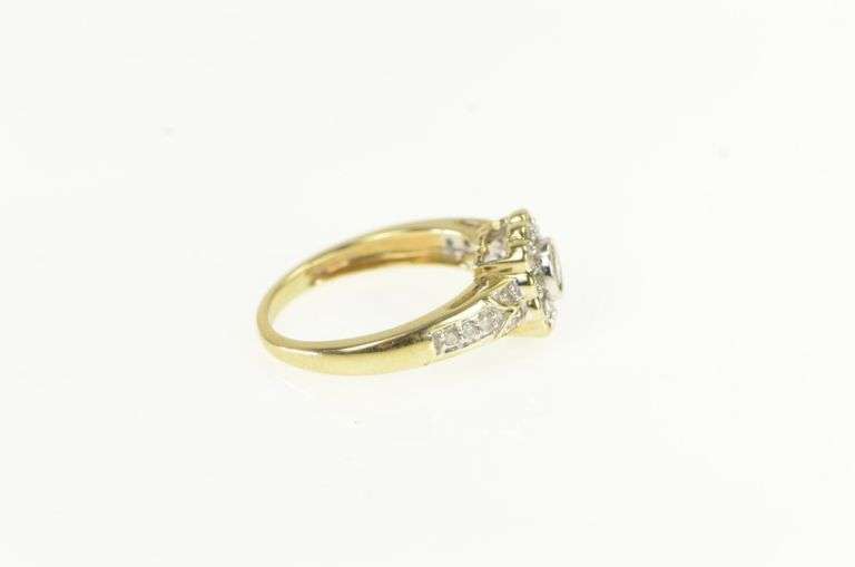 14K Yellow Gold 0.50 Ctw Diamond Flower Halo Engagement Ring