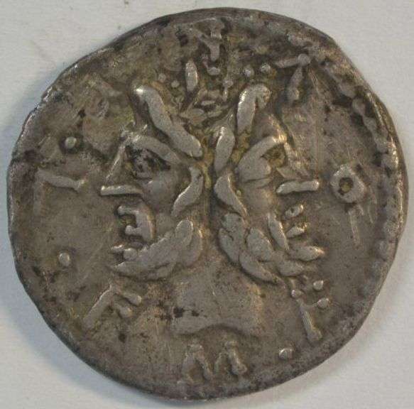 Impressive Roman Republic M Furius L f Philus Silver Denarius 'Janus Head' 119 BC