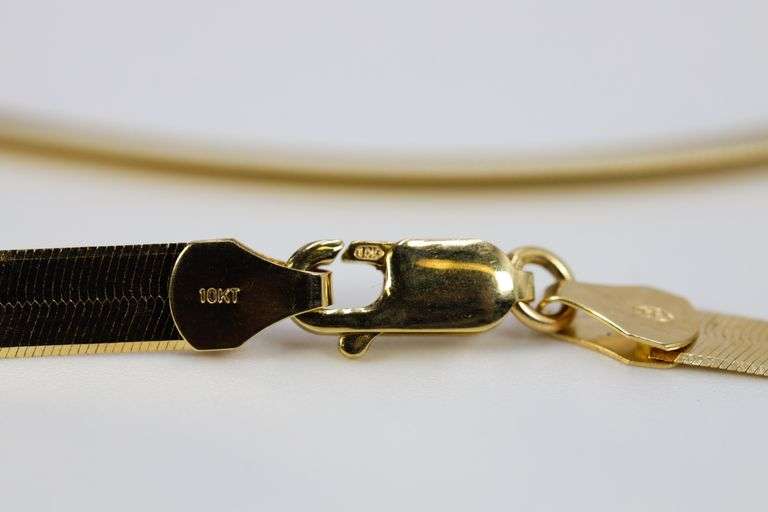 10k Yellow Gold Solid Flat Herringbone Chain 5.85mm Bracelet 9"