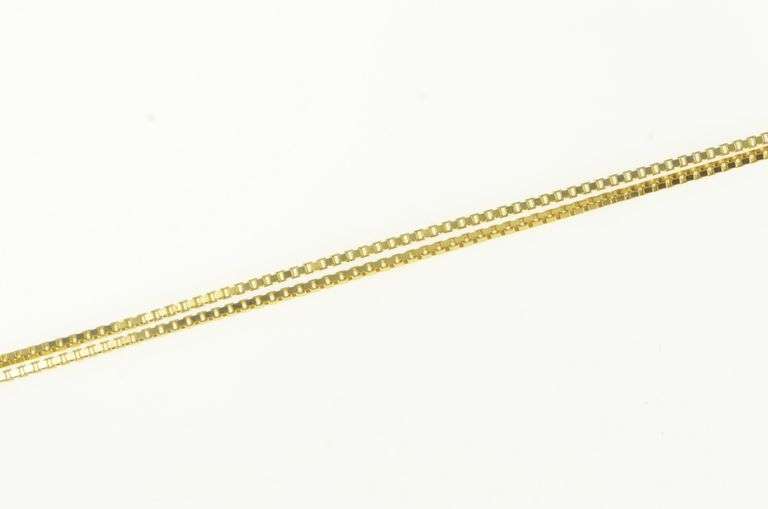 14K Yellow Gold 0.8mm Box Link Classic Square Chain Necklace