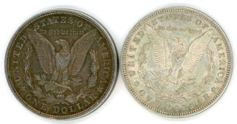 Two 1921 Morgan Silver Dollars with Great Details