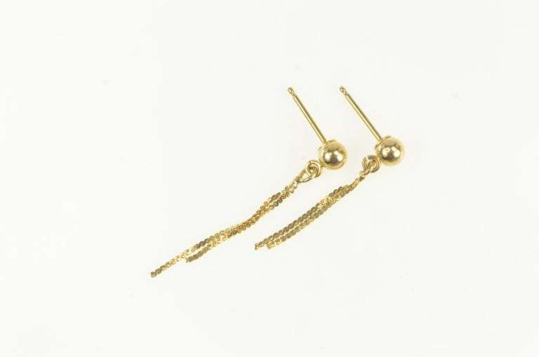 14K Yellow Gold Serpentine Chain Fringe Statement Earrings