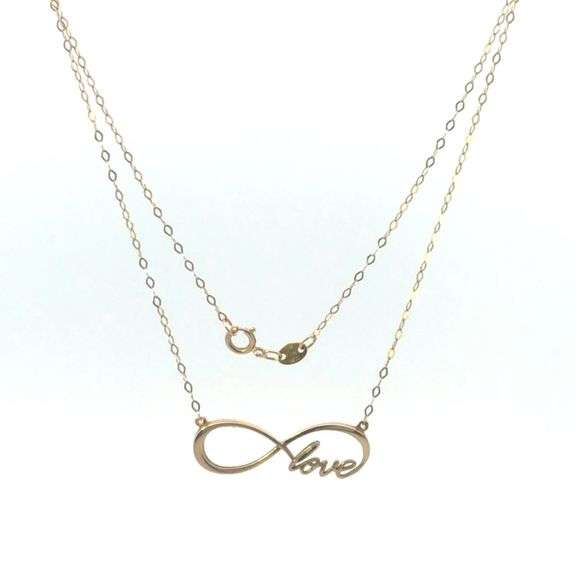 10K Yellow Gold Love Infinity Symbol Forever Chain Necklace