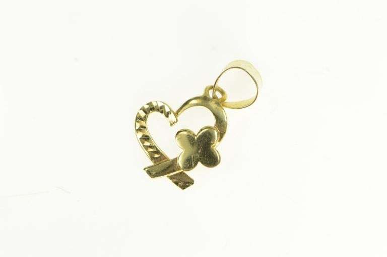 10K Yellow Gold Heart Butterfly Love Beauty Symbol Charm/Pendant