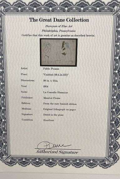 Picasso from Rare Limited Edition. Original Lithograph on Paper