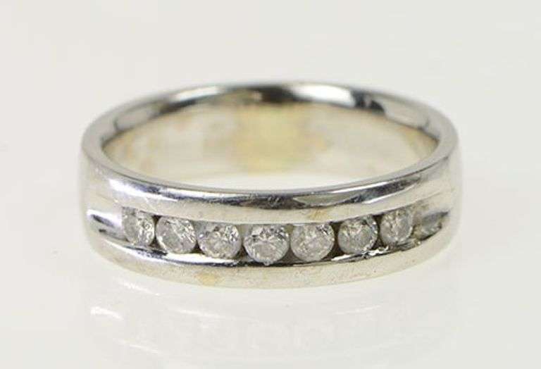 14K White Gold 0.50 Ctw Diamond Classic Men's Wedding Band Ring