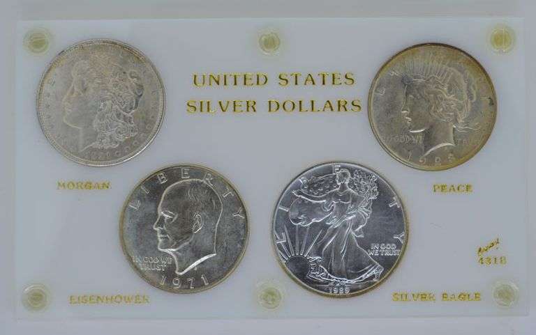 American Silver Dollars In Capital Plastics Holder