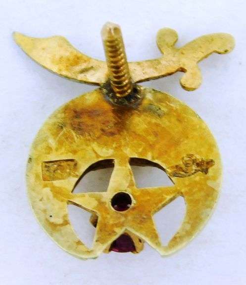 Vintage 14K Gold Shriner's Ruby Pin