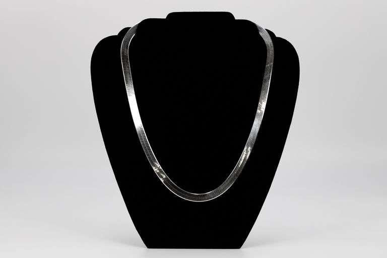 Sterling Silver Wide Herringbone Necklace 8.9mm Italy Solid 925 Italian Chain 24"