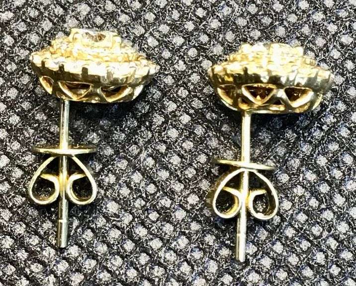 Stunning 18K Yellow Gold Double Halo Diamond Stud Earrings – 1.10 CT Total