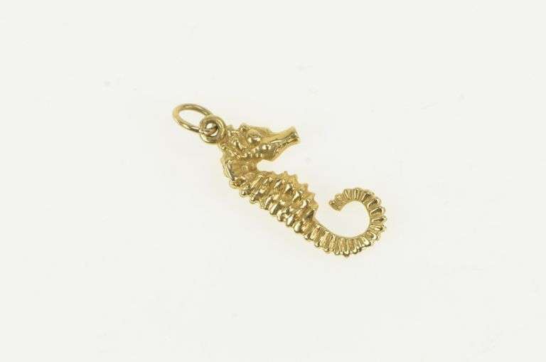 14K Yellow Gold 3D Sea Horse Ocean Animal Fish Charm/Pendant
