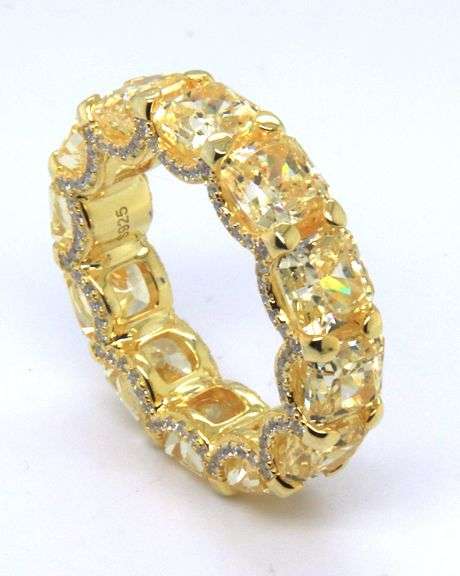 Yellow Cubic Zirconia Sterling Silver Band