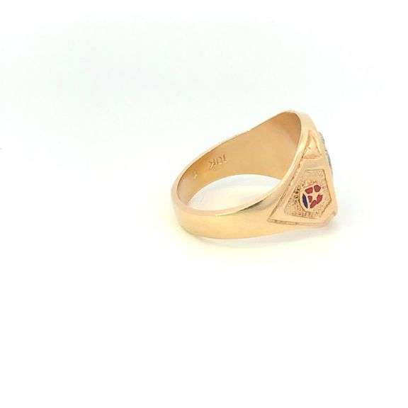 10K Yellow Gold Shriners Enamel Signet Vintage Men's Ring