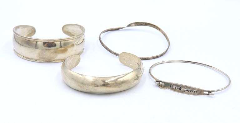 Group Lot of 4 Vintage 925 Sterling Silver Mexico Bangles