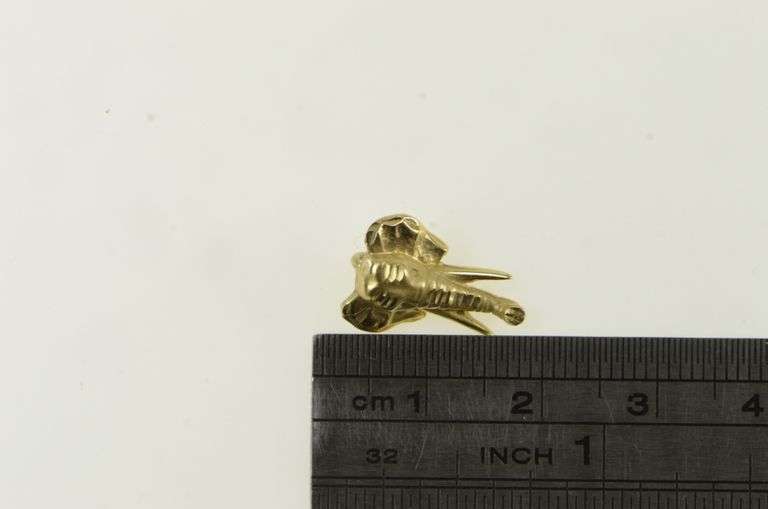 14K Yellow Gold Elephant Head African Animal Strength Symbol Pendant