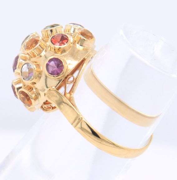 Stunning 18kt Yellow Gold Multi Stone Sputnik Style Ring