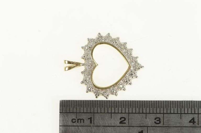 10K Yellow Gold Diamond Heart Love Symbol Romantic Pendant