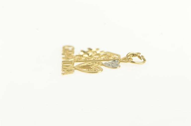 14K Yellow Gold #1 Number One Grandma Heart Word Family Charm/Pendant