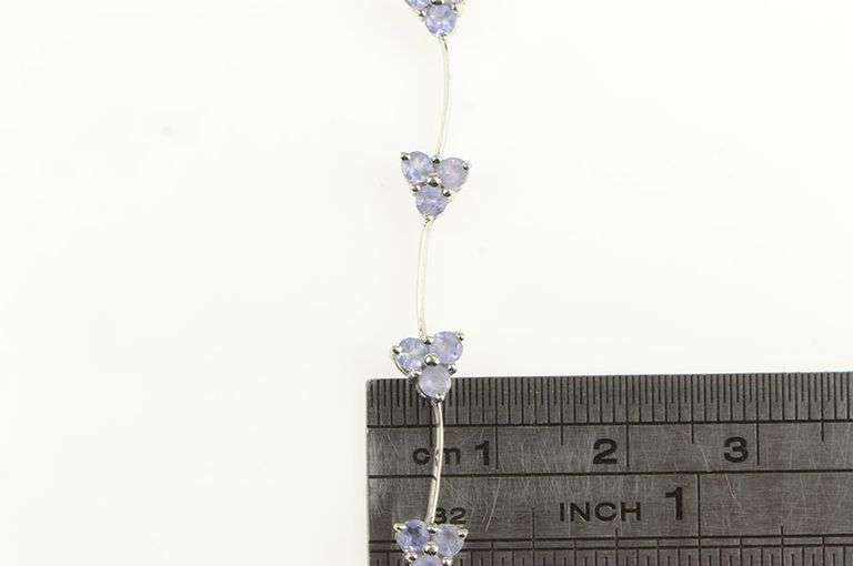 14K White Gold Tanzanite Cluster Triangle Wavy Link Bracelet