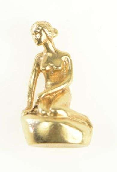 14K Yellow Gold Little Mermaid Copenhagen Denmark Statue Charm/Pendant