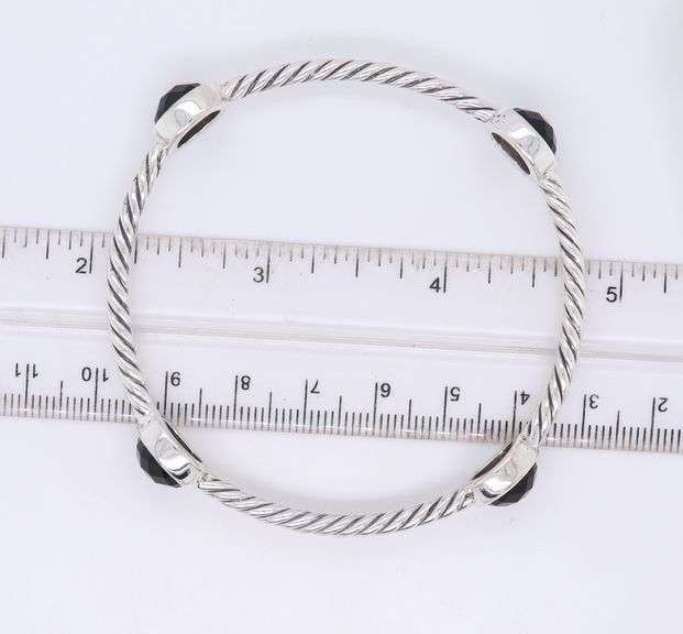 David Yurman Black Onyx 4 Station Bangle Bracelet