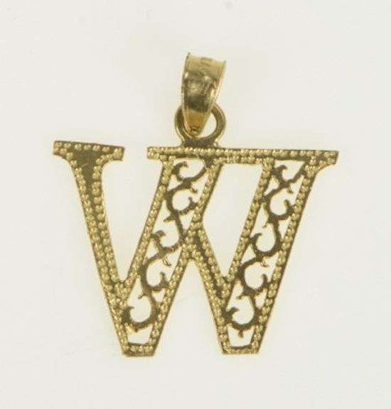 10K Yellow Gold W Filigree Letter Monogram Name Initial Pendant
