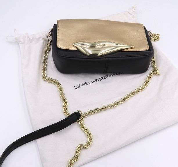 DVF Gold and Black Crossbody Purse