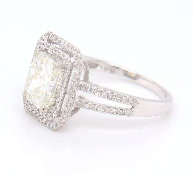 GIA Certified 2.01ct Rectangular Brilliant Cut Diamond Engagement Ring