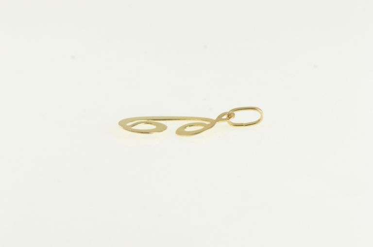 14K Yellow Gold Cursive C Letter Monogram Initial Name Charm/Pendant