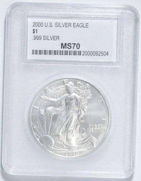 MS70 2000 American Silver Eagle - .999 Fine Silver - Graded PCC
