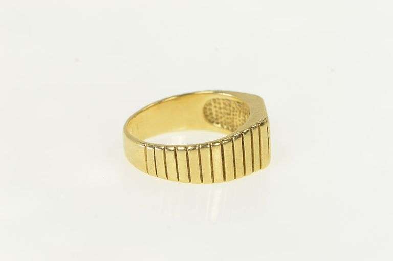 14K Yellow Gold Sapphire Diamond Squared Men's Retro Ring