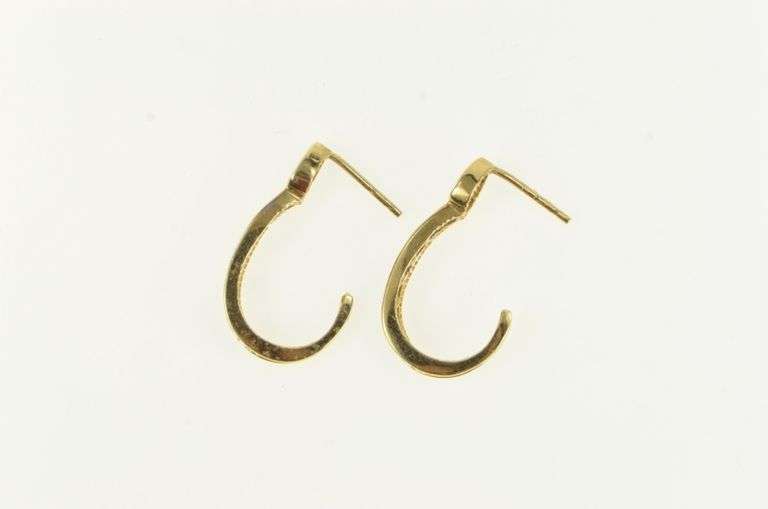 14K Yellow Gold 0.21 Ctw Diamond Curved Bar Semi Hoop Earrings