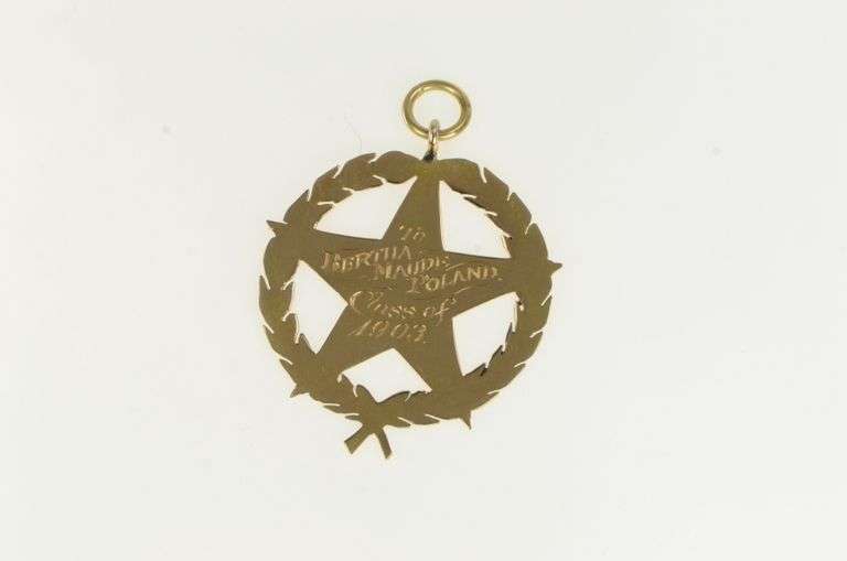 10K Yellow Gold 1903 Morrison Medal Engraved Medallion Charm/Pendant