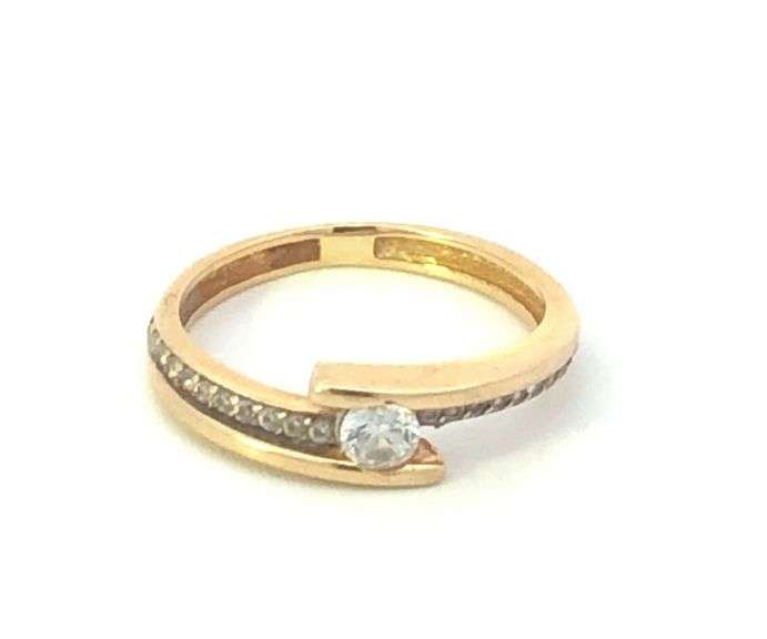 18K Yellow Gold Unique Diamond Vintage Bypass Promise Ring