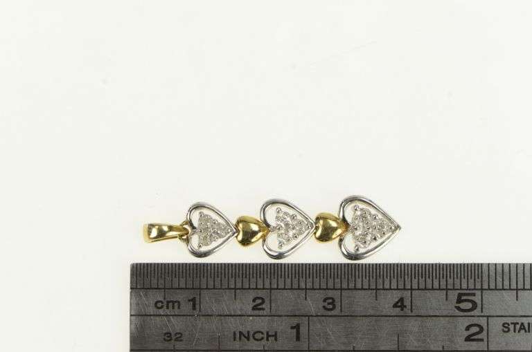 10K White Gold Tiered Diamond Heart Love Symbol Vintage Pendant