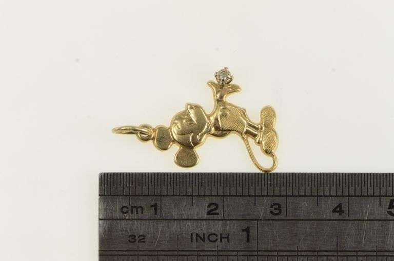 14K Yellow Gold Walt Disney Prod. Mickey Mouse Cartoon Charm/Pendant