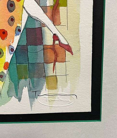 One-Of-A-Kind Unique Orignal Watercolor by Itzchak Tarkay