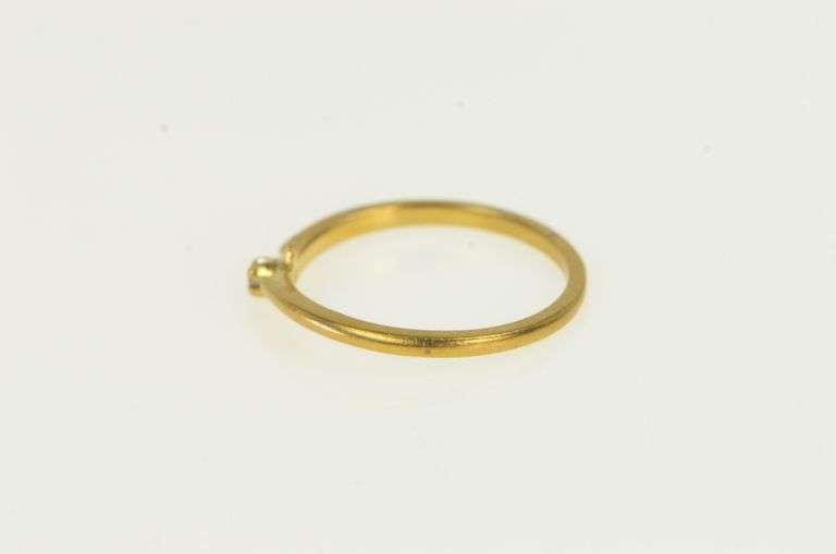 14K Yellow Gold Diamond Inset Retro Simple Wedding Band Ring