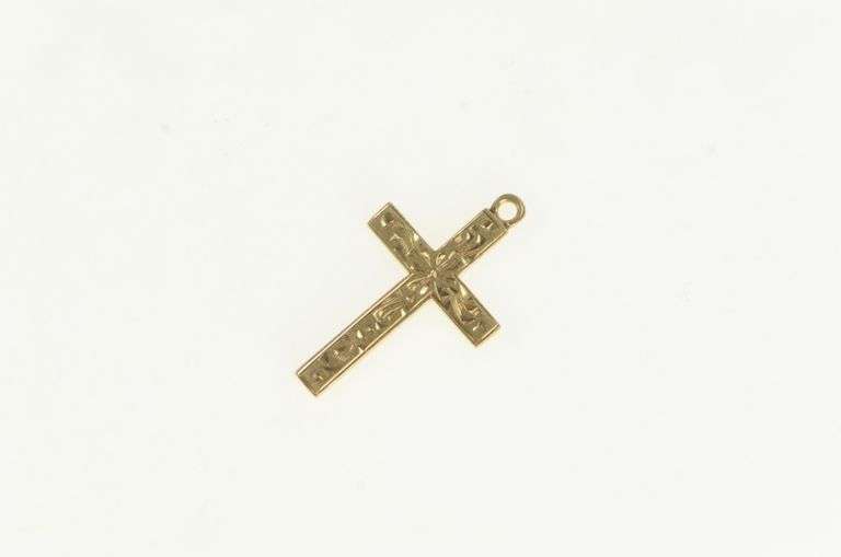 10K Yellow Gold Cross Christian Faith Symbol Simple Charm/Pendant